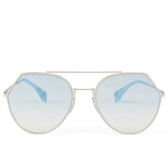 HOLD NEW FENDI FF0194/S WH1 7R LIGHT BLUE AVIATOR SILVER FANTASY LOGO LENS - Picture 3 of 14